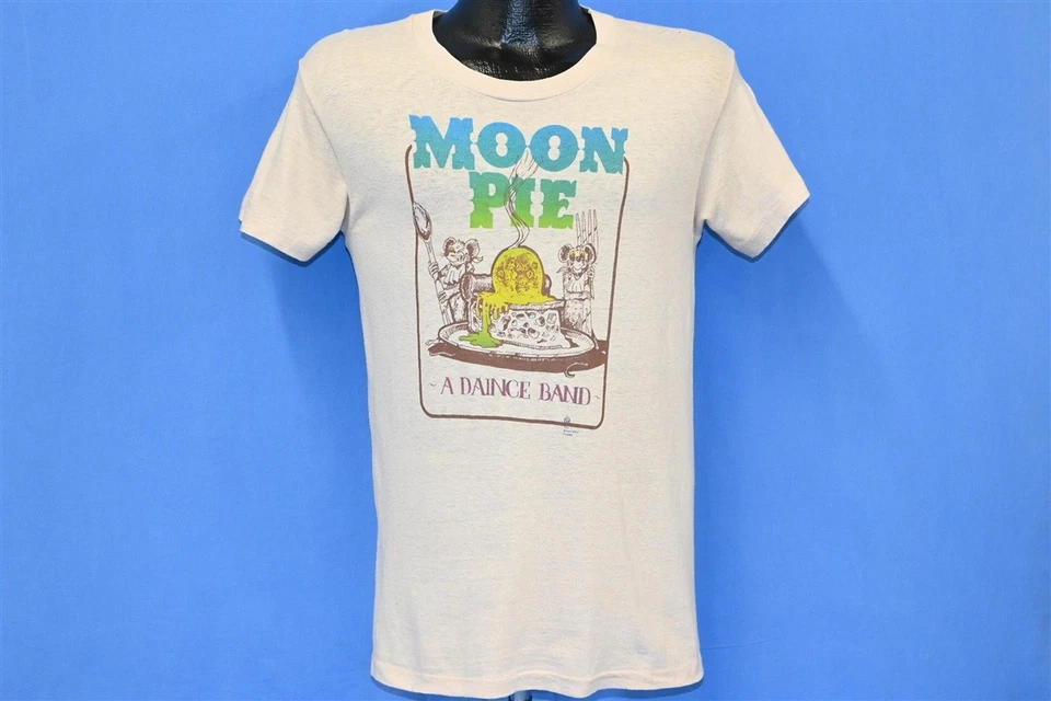 Винтажная футболка 70-х MOON PIE A DAINCE BAND MICE RATS КУСОК ПИРОГА МАЛЕНЬКИЙ РАЗМЕР S - Изображение 2 из 4