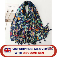 Ladies Women's Fashion New Birds Print Long Scarves Floral Neck Scarf Shawl Wrap