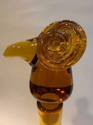 Handblown 1970 Wheat Blenko Ram or Big Horn Sheep Glass Stopper