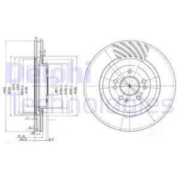 Delphi 2X Bremsscheibe Vorne Ø345 Mm BelüFtet FüR Mercedes-Benz M-Klasse W163-image