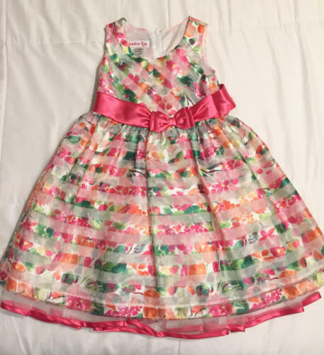 Jessica Ann Pink Floral Easter Summer Dress Girls Size 4 Worn Once