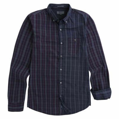 PEPE JEANS BLUSE BORDEAUXBLAU Gr. L - SHIRT LONG FIT KARIERT BLAU KASTANIENBRAUN JEANS