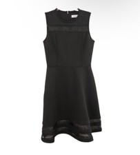 Women's Calvin Klein Black Sheath Dress Sheer Stripes Detail Size 2