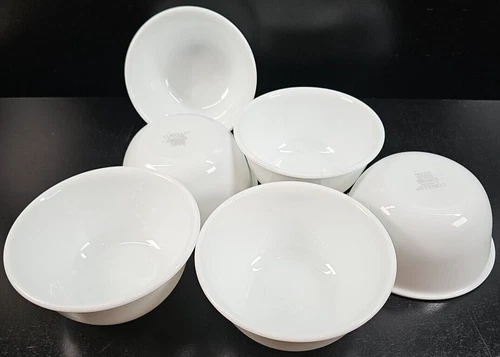 6 Corelle Winter Frost White Dessert Bowls Set Corning 11 Oz Serving Dishes Lot