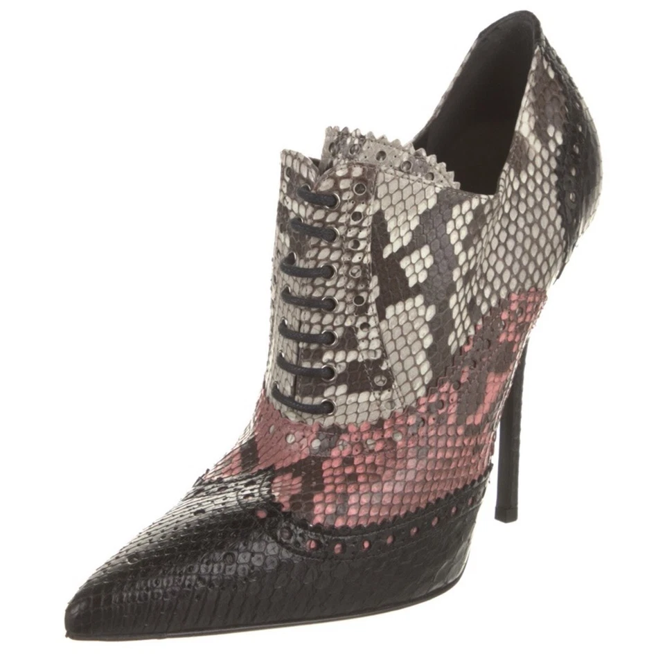Gucci Gia Colorblock Python Oxford Stiletto Ankle Boots Size 38