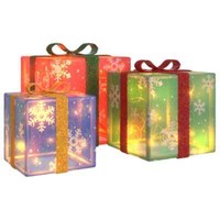Beleuchtete Geschenkboxen LED Weihnachten Weihnachtsdeko 3 Stk. Warmweiß vidaXL