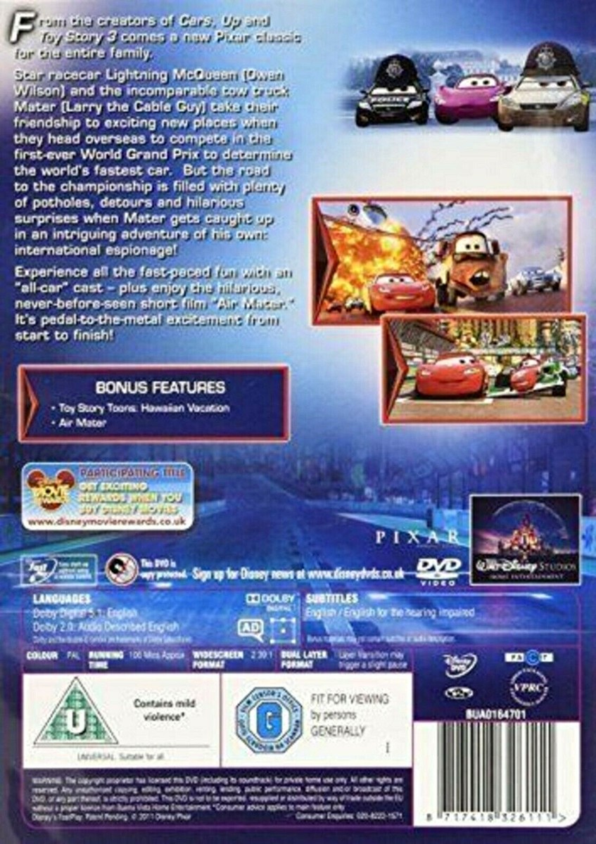 Disney. PIXAR: Cars 2 (DVD- 2011,1-Disc)Region 2. 