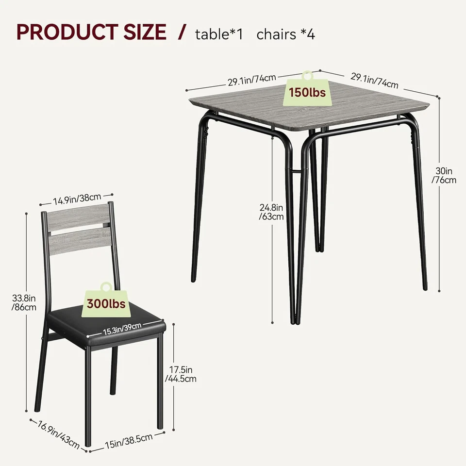 3-Piece Dining Table Set Kitchen Table & Chairs Set for Small Space Apartment - Image 2 of 4