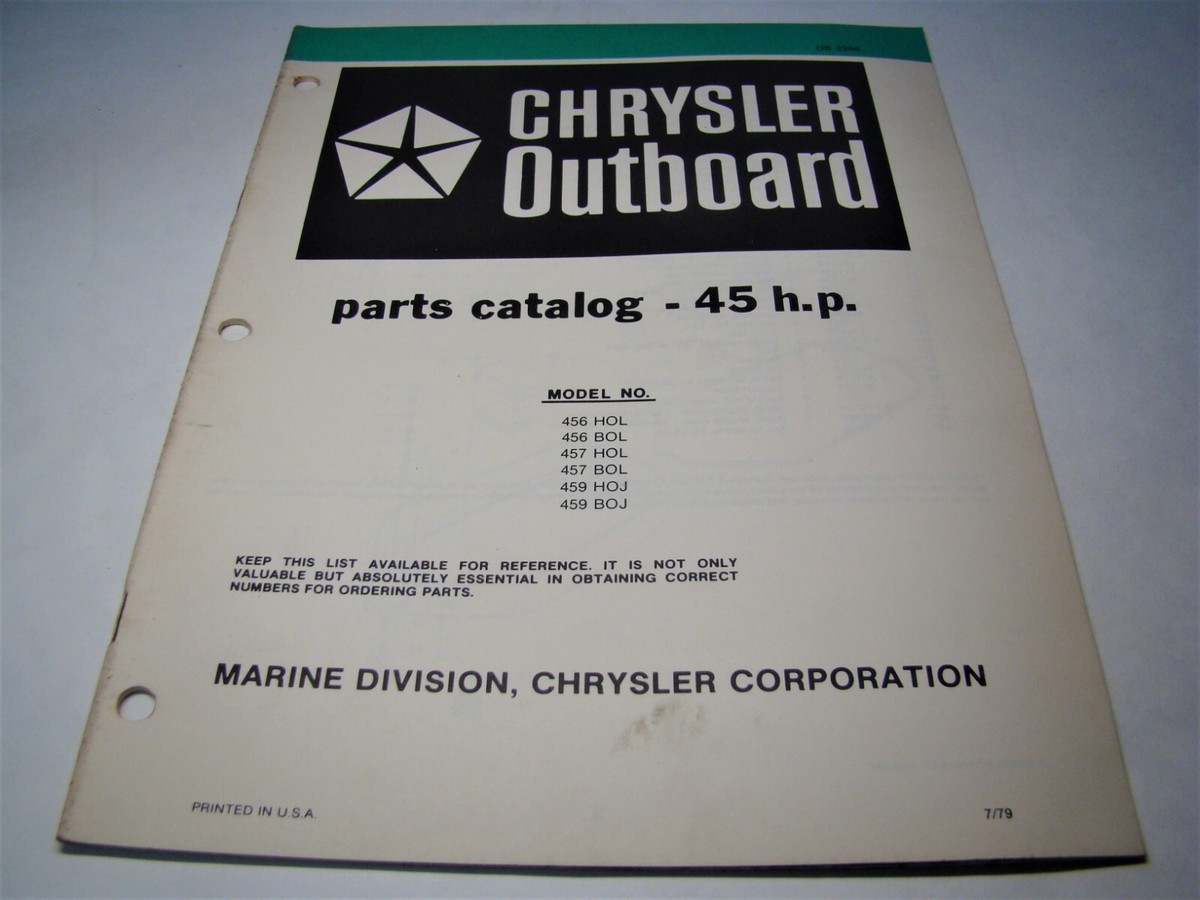 キングダム 1979 Chrysler Outboard Parts Catalog 75HP 756 HOF & 756 BOF