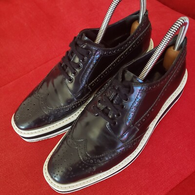 Men’s Prada Black Wingtip Platform Size 9 EU Prada Mens Oxford Wingtip Platform Chunky Derby US9.5 UK8.5  main image 2
