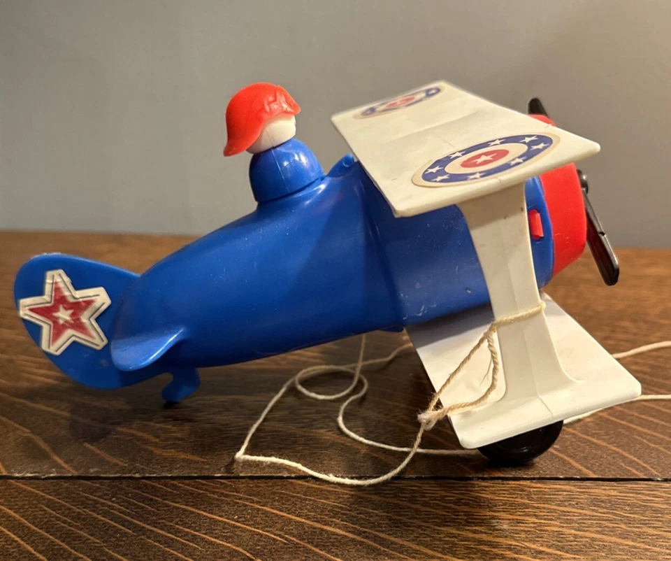 Rare Vintage LIL ACE plastic airplane toy 1970's Made In USA Original stickers - Image 3 of 4