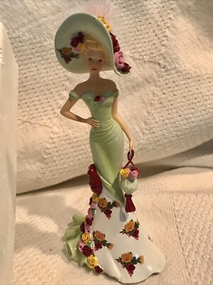 The Hamilton Group Country Rose Garden Lady Figurine 7 inches w. Certificate