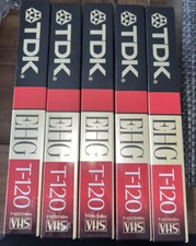 TDK E-HG Extra High Grade T-120 Video Cassette Tapes Super Avilyn Lot Of 5  New