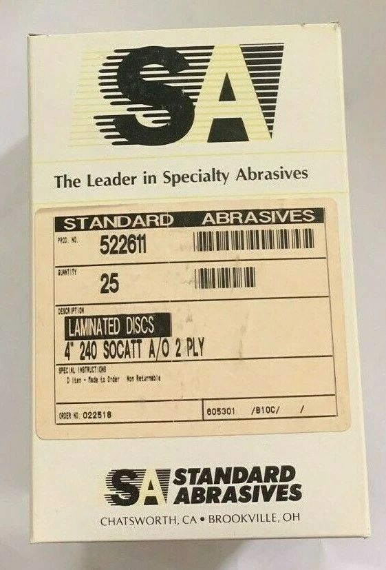 Standard Abrasives 522611 4" 240-Grit A/O Quick Change Discs **BOX OF 25EA ** - Image 2 of 3