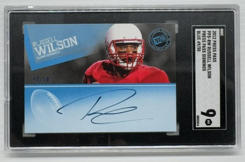 Russell Wilson Press Pass Autographs #PPSRW Blue