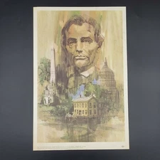 Vintage Lithograph Illinois Lincoln by J Francis Chase Senator Charles H Percy