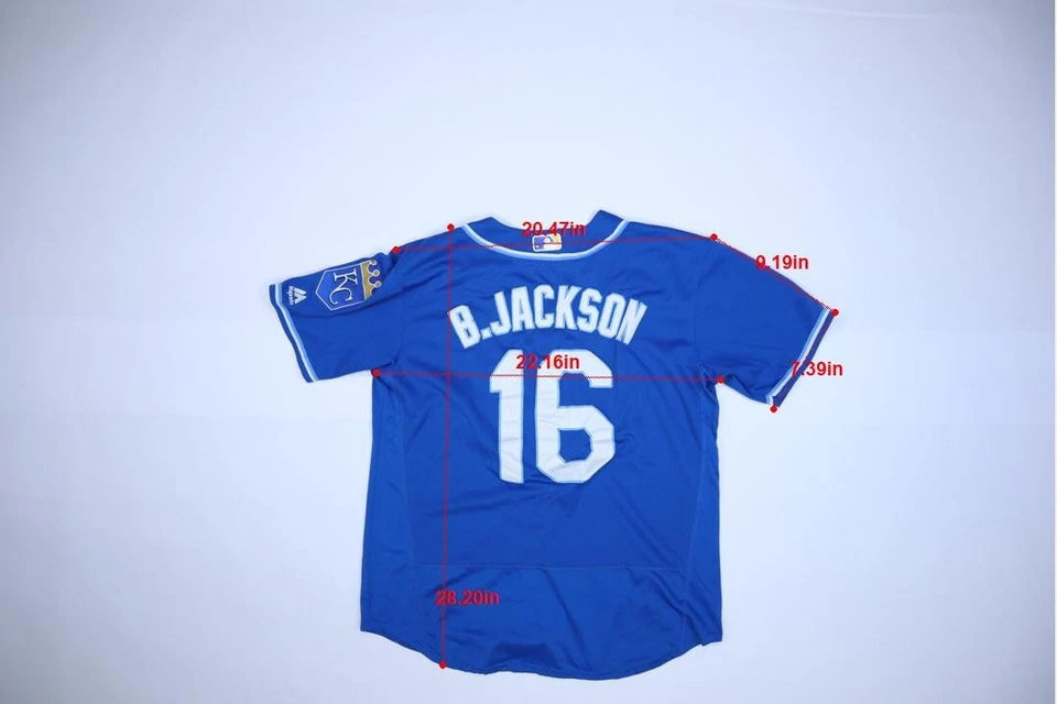Majestic Kansas City KC Royals #16 Bo Jackson Flex Base Blue Away Jersey 44 - Image 4 of 4