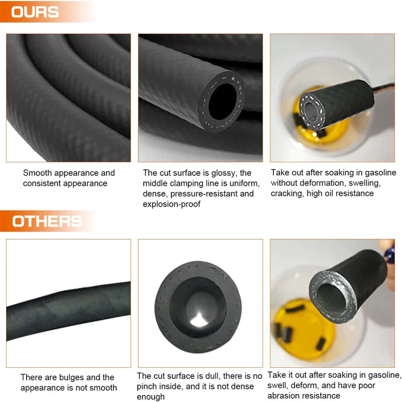 Abrazaderas de manguera de tubería de gasolina de 6 pies 1/4" ID para motocicleta filtro de combustible duradero Foto 2 de 4