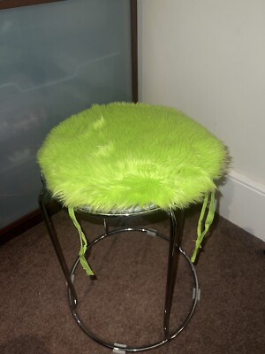 Fuzzy Faux Fur Green Circle Chair Pad Seat Cushion UK