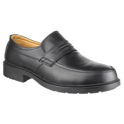 Herren Amblers Slipper Sicherheitsschuhe Stahlkappe Halbschuhe Beschichtetes Leder Obermaterial