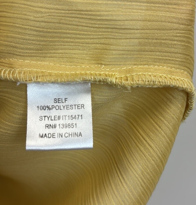 Oddy Yellow Gold Button Down Blouse Top Dressy Ca… - image 4