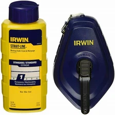 IRWIN 1932883, HIGH SPEED 100' CHALK LINE REEL + 4OZ CHALK BLUE