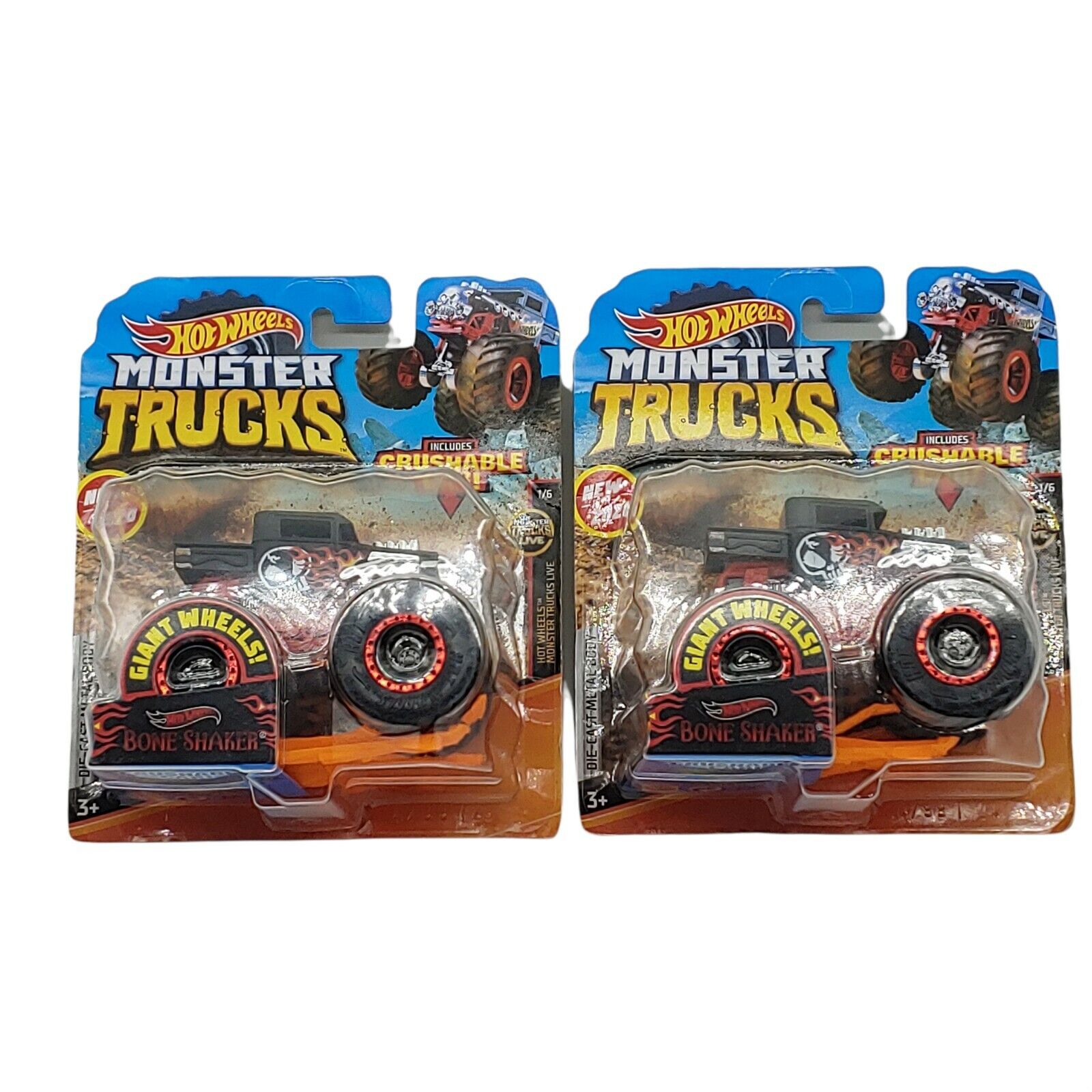 Hot Wheels Monster Trucks Bone Shaker, Giant wheels, including crushab