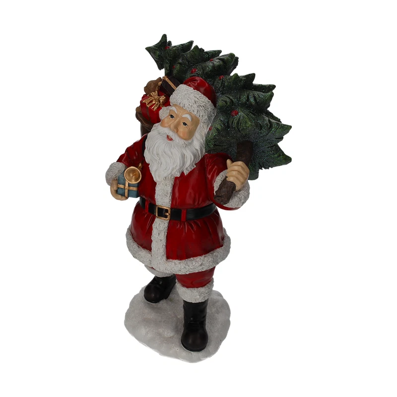 Babbo Natale con Albero e Doni Statua Scultura in Resina 44 cm Addobbo Natalizio, fotografia 4 di 6