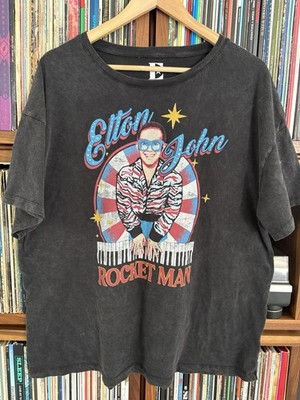 Elton John Rocket Man Tee Shirt Black Size XXL Sequins Classic Rock 70s 80s