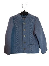 VTG GIESSWEIN AUSTRIA CHILD'S Blue JACKET SWEATER WOOL SIZE 6 HOLIDAY READ ALL