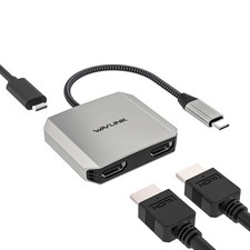 USB-C to Dual HDMI Splitter,WAVLINK 3-in-1 HDMI Adapter 4K 60Hz Dual Displa...