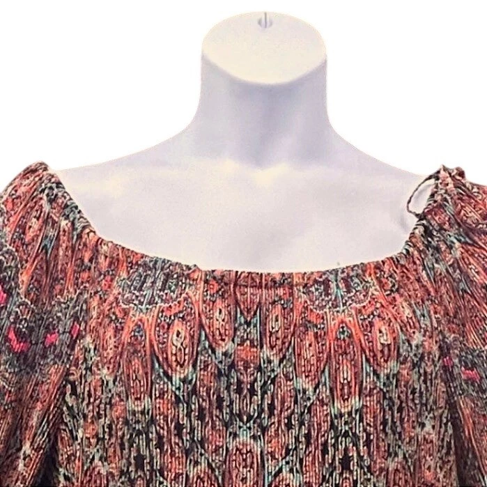 Túnica rosa + oliva para mujer talla 3X boho hipster indie acordeón caprichoso de gran tamaño Foto 3 de 4