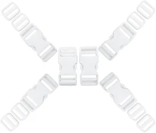 6Pcs 1 Quick Release Buckles + 12 Tri-Glide Sliders Adjustable Snap Clips White