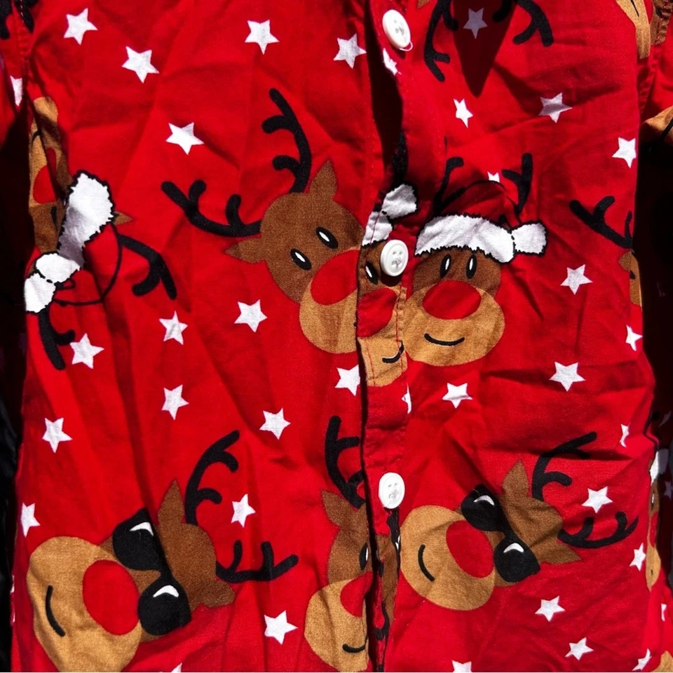 Denim & Flower Ricky Singh Kids 3T Red Reindeer Christmas Shirt Santa Stars 3-4Y - Image 3 of 4