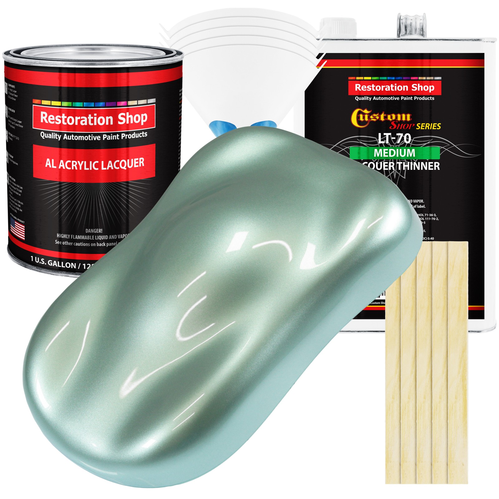 Frost Green Metallic Acrylic Lacquer Gallon Auto Paint Kit with Medium Thinner
