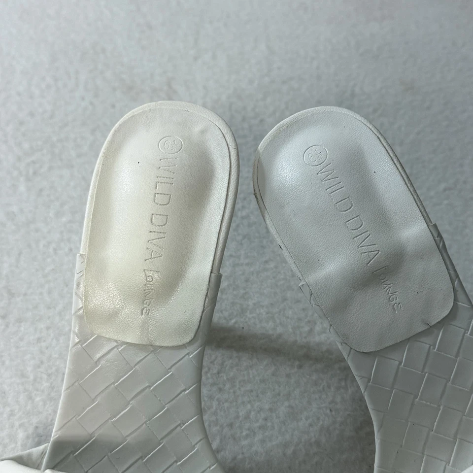 Босоножки Wild diva Lounge женские размер 6,5 белые на высоком каблуке тканые с открытым носком  - Изображение 3 из 4