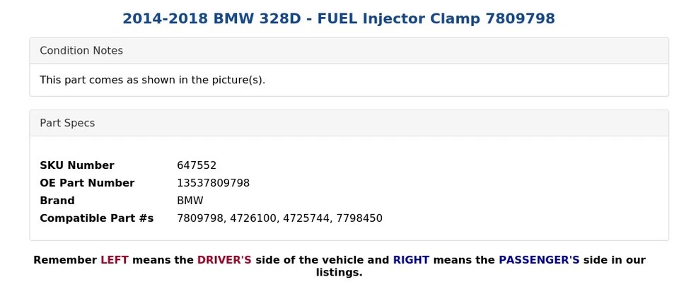 Braçadeira injetora de combustível BMW 328D 2014-2018 7809798 - Imagem 3 de 4