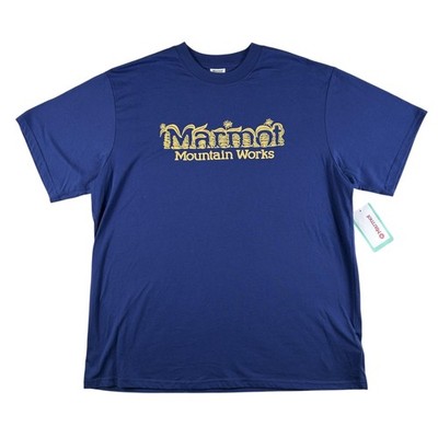 Marmot Shirt Mens XL Blue Mountain Works Cairns Tee Hiking Logo Graphic Outdoor