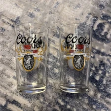 Lot of 2 Vintage Coors Banquet Beer Bar Tavern Glass 5 1/8" Tall 10oz