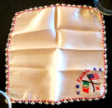 Handkerchief Faial Portugal United States Souvenir Flags Flower VTG