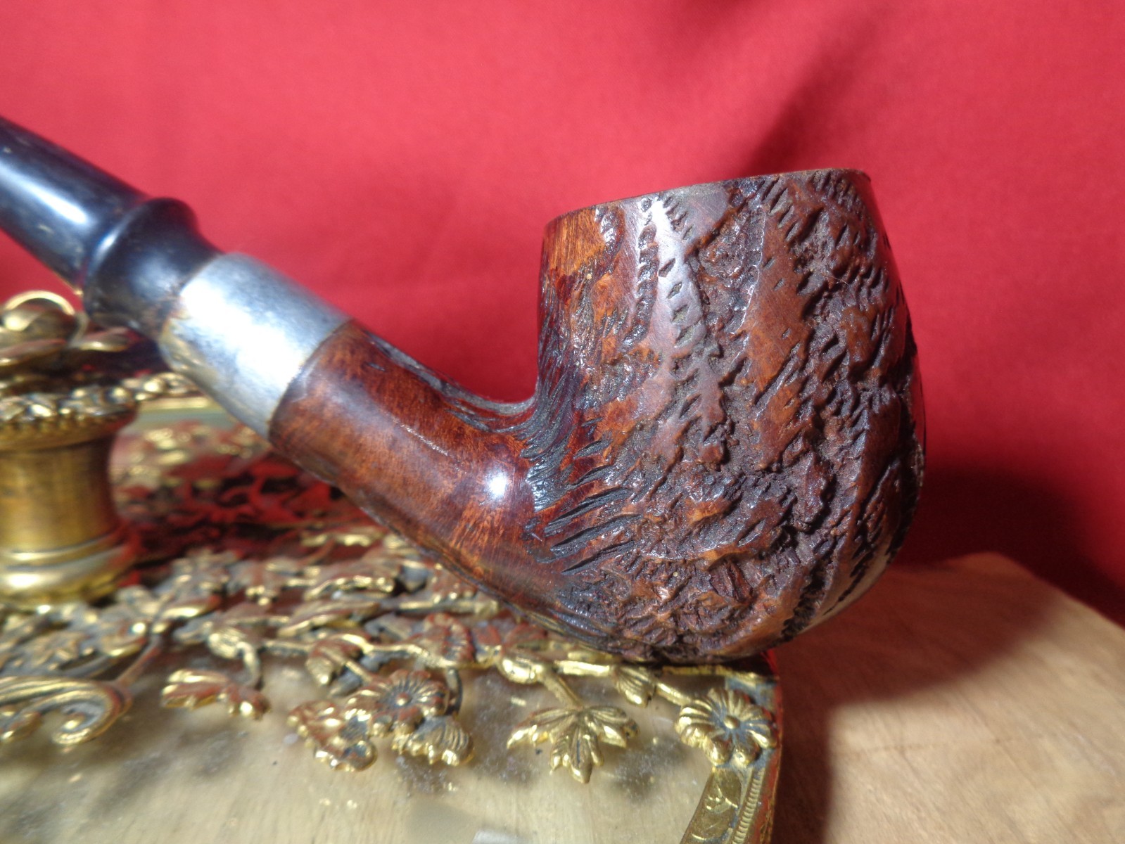 Vtg Rusticated Bent Billiard, imported briar, unstamped