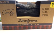 Dearfoams Memory Foam Slippers Men  s S 7-8 Warm Lined Moccasin Black NIB CB11-1