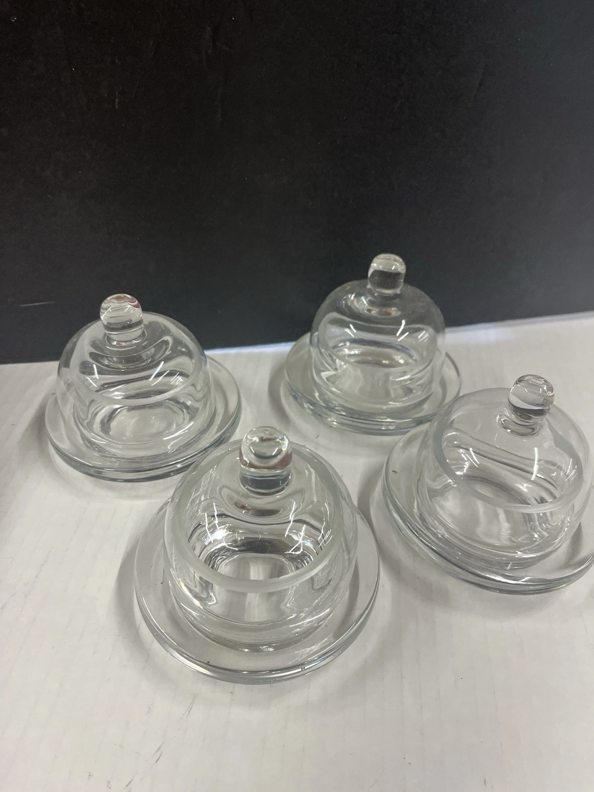 Vintage Individual Butter Dish Round Belle Jar Pat Clear Glass Set Of 4 4”