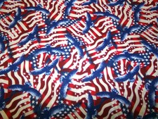 Patriotic Fabric Red White Blue with Eagles Stars  Stripes. BTY x 44. F26-123