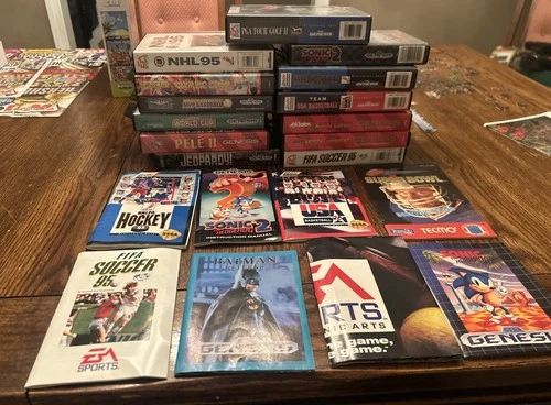 Lot Of 13 SEGA GENESIS Empty Game Cases Manuals Posters NO GAMES VNTG READ SEGA