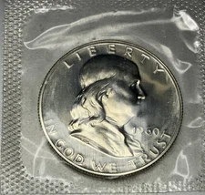 1960-P Proof Franklin Half Dollar Gem Proof Original Mint Cello 90% Silver -1639