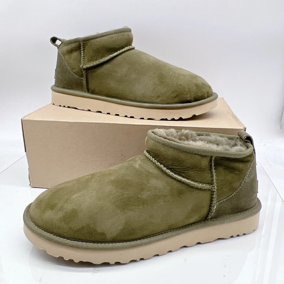 Botas de invierno Ugg Classic Ultra Mini para mujer al tobillo botines oliva quemado EE. UU. 12 Foto 2 de 4