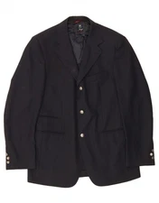 FAY Mens 3 Button Blazer Jacket UK 38 Medium Navy Blue Wool AQ03