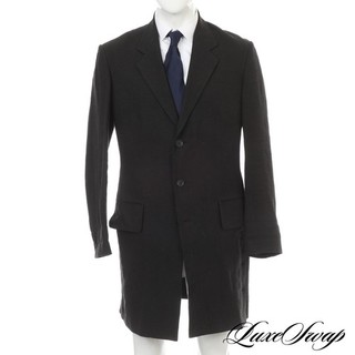 #1 MENSWEAR Yohji Yamamoto Made Japan Black Linen Blend HJ J33 200 Long Coat 3