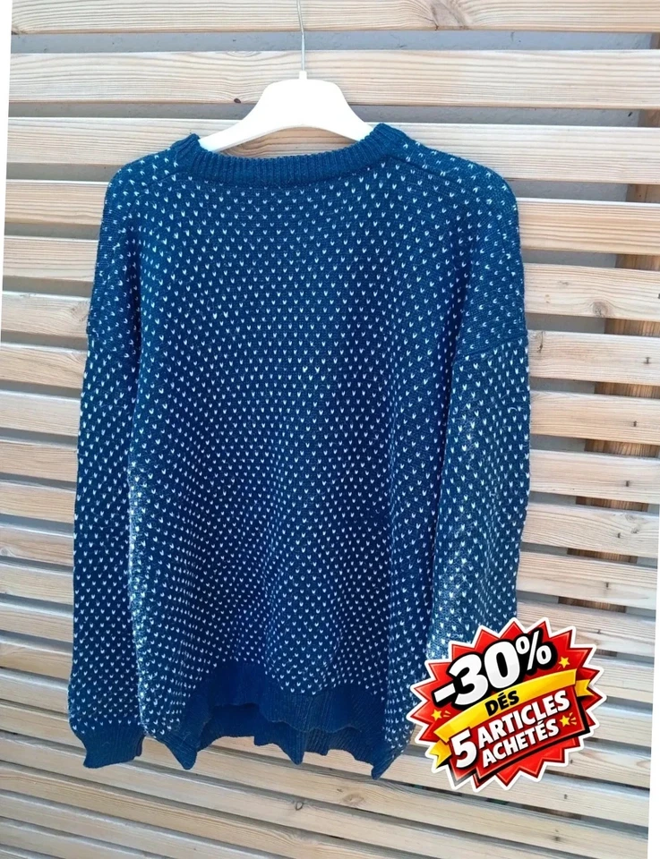 Pull Homme Bleu Et Blanc – Taille XL – Très Bon État - Photo 2/2